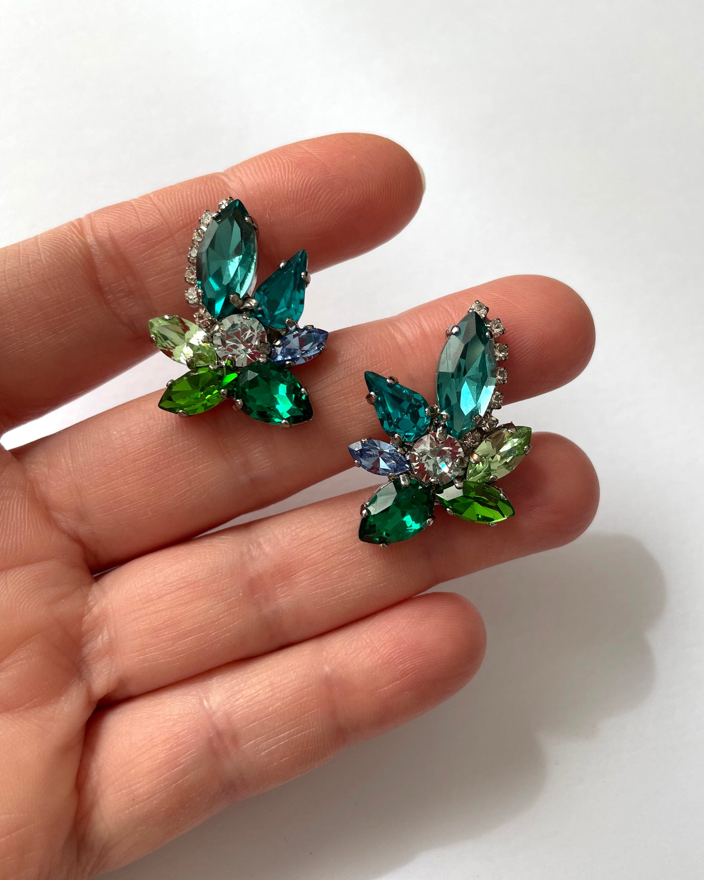Green Orchid Crystal Earrings - Heiter Jewellery