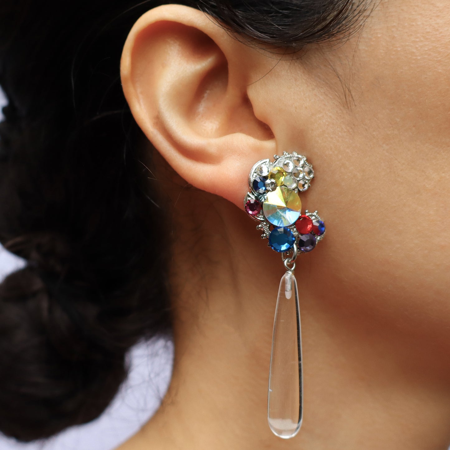 Rock Quartz Long Drop Earrings - Heiter Jewellery