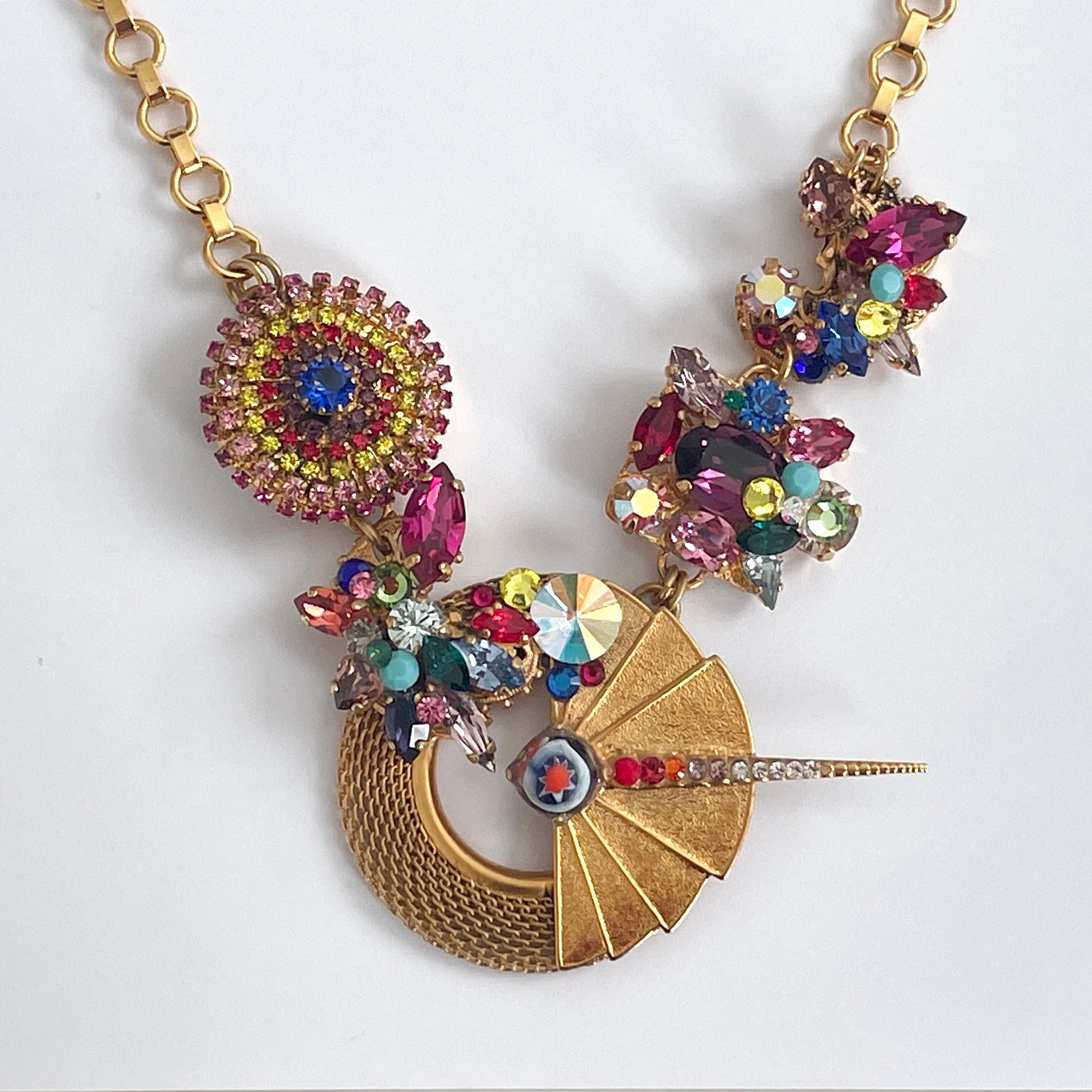 Sol Swarovski crystal & Millefiori bead Necklace - Heiter Jewellery