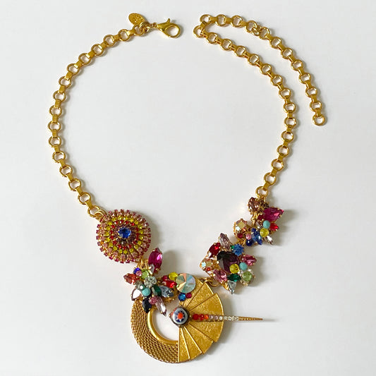 Sol Swarovski crystal & Millefiori bead Necklace - Heiter Jewellery