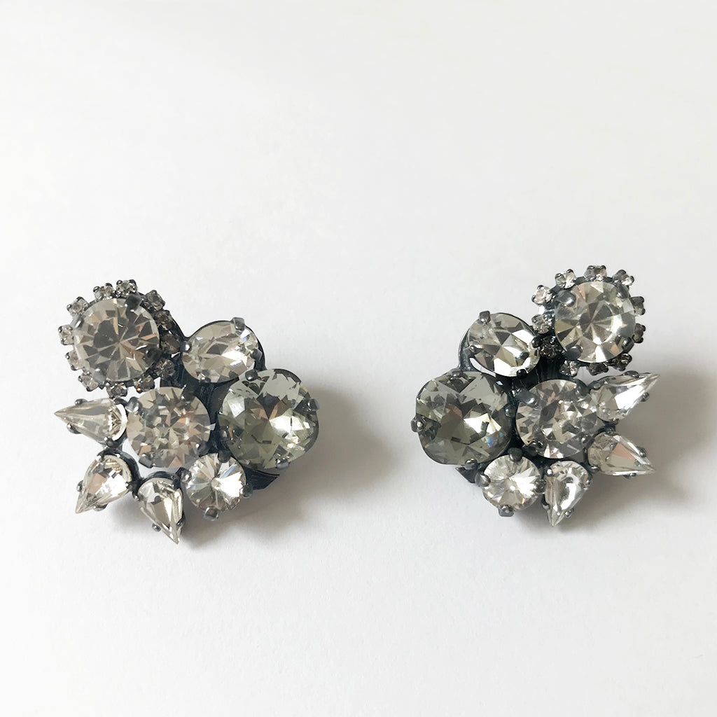 Black diamond Crystal cluster Earrings - Heiter Jewellery