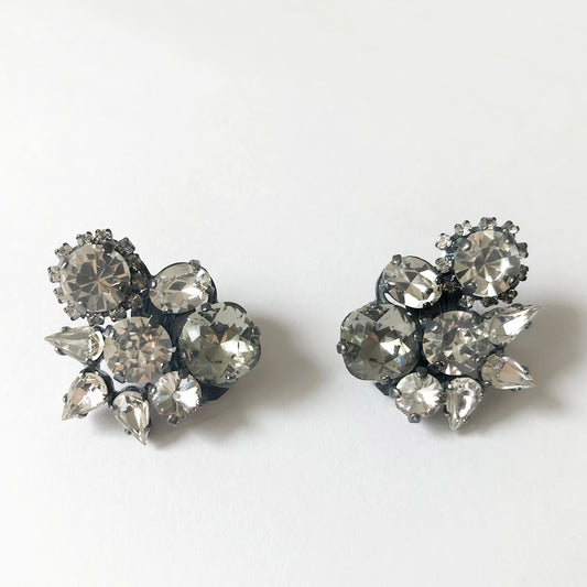 Black diamond Crystal cluster Earrings - Heiter Jewellery