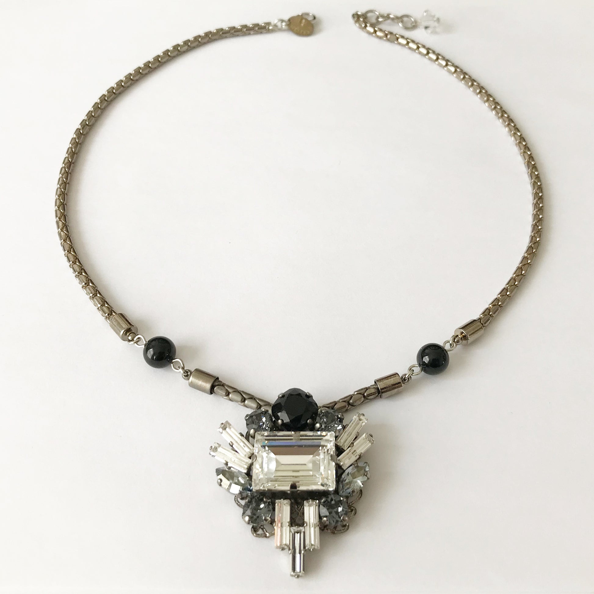 Jet Crystal Pendant Necklace - Heiter Jewellery