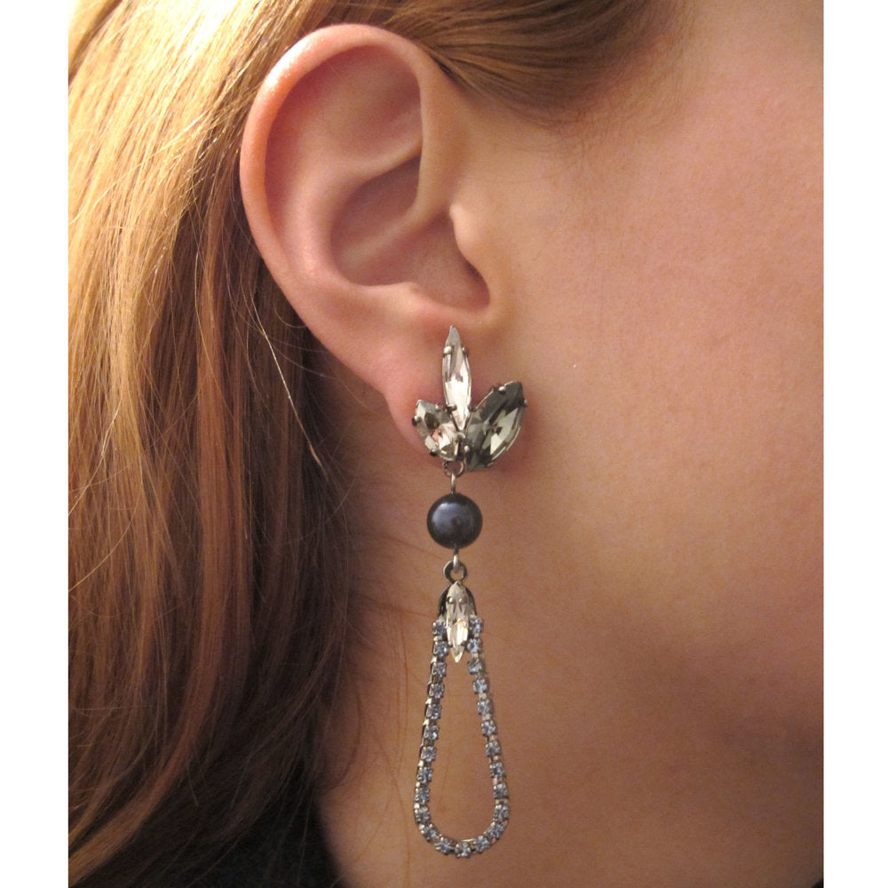 Blue Pearl Moon Earrings - Heiter Jewellery