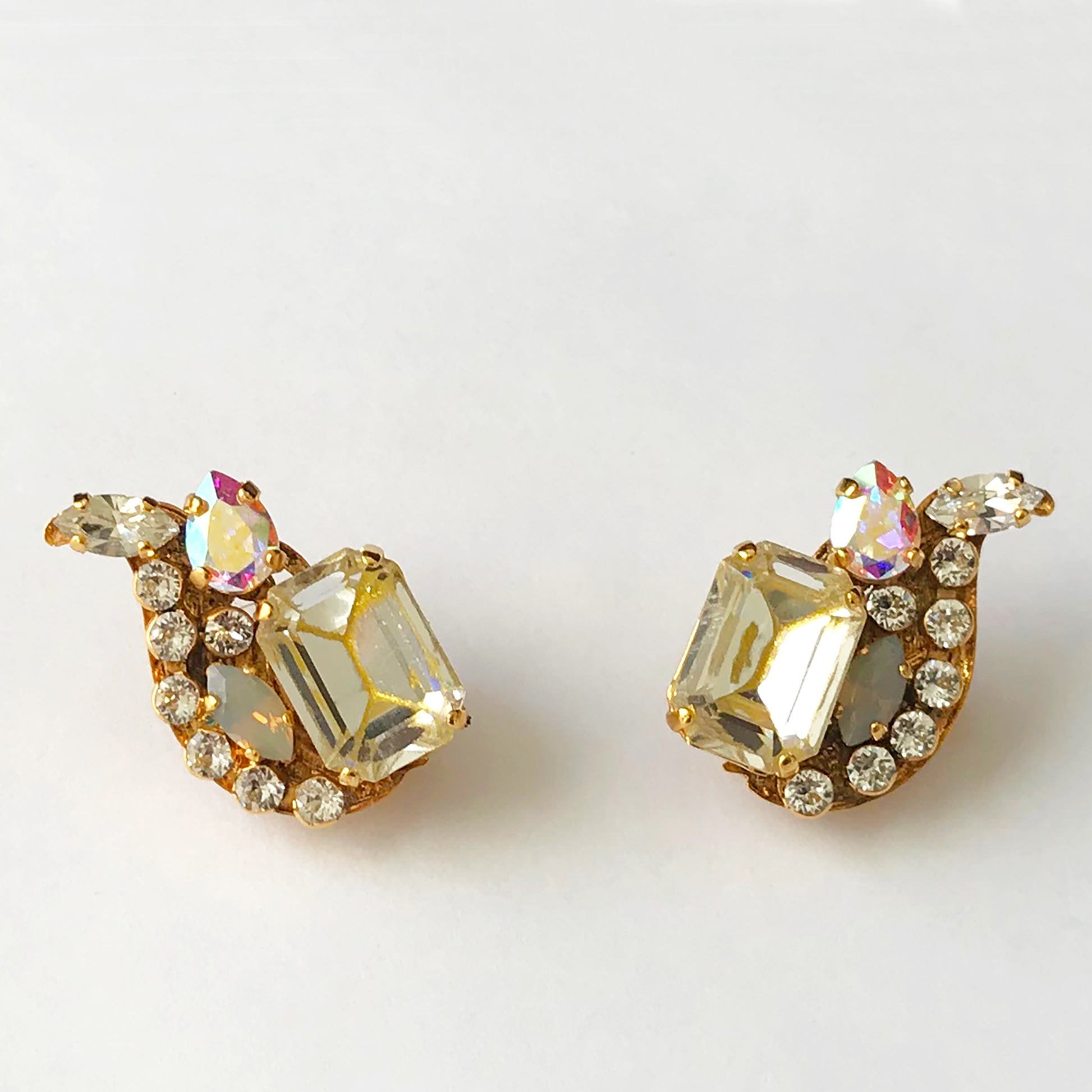 Gold Yellow Crystal Earrings - Heiter Jewellery