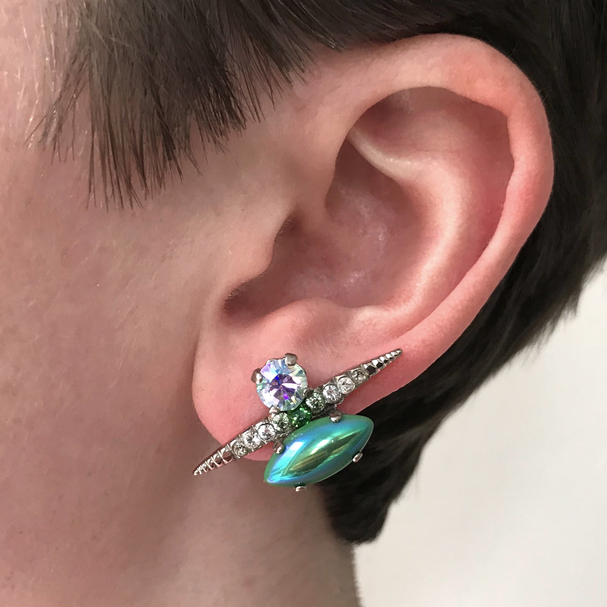 Green Silver Stud Earrings - Heiter Jewellery