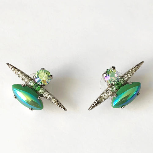 Green Silver Stud Earrings - Heiter Jewellery