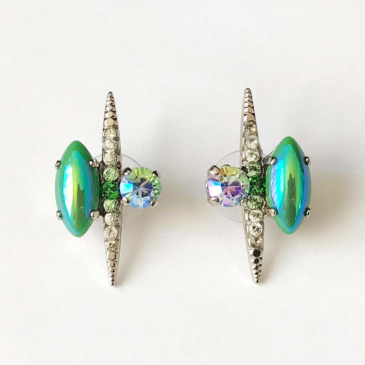 Green Silver Stud Earrings - Heiter Jewellery