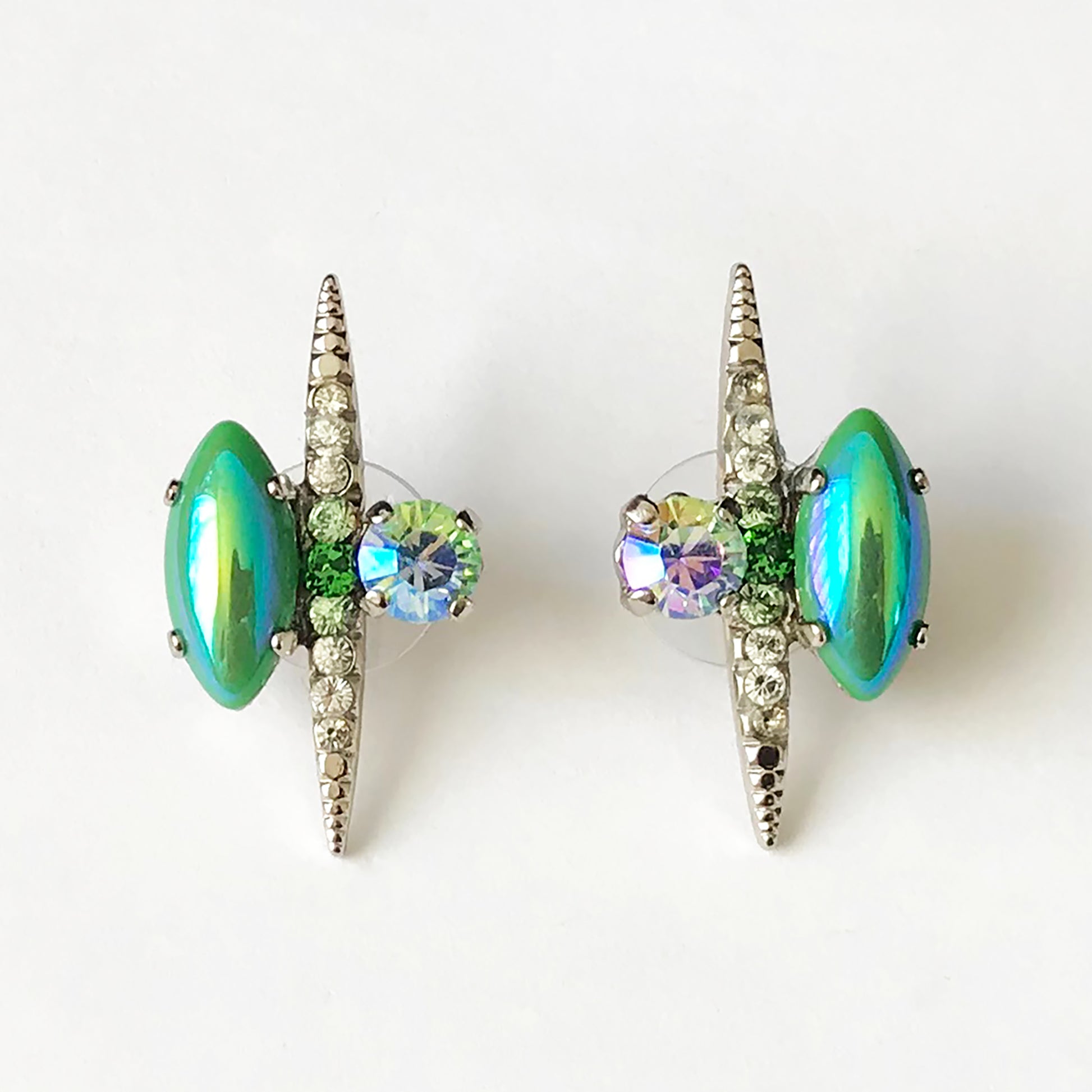 Green Silver Stud Earrings - Heiter Jewellery