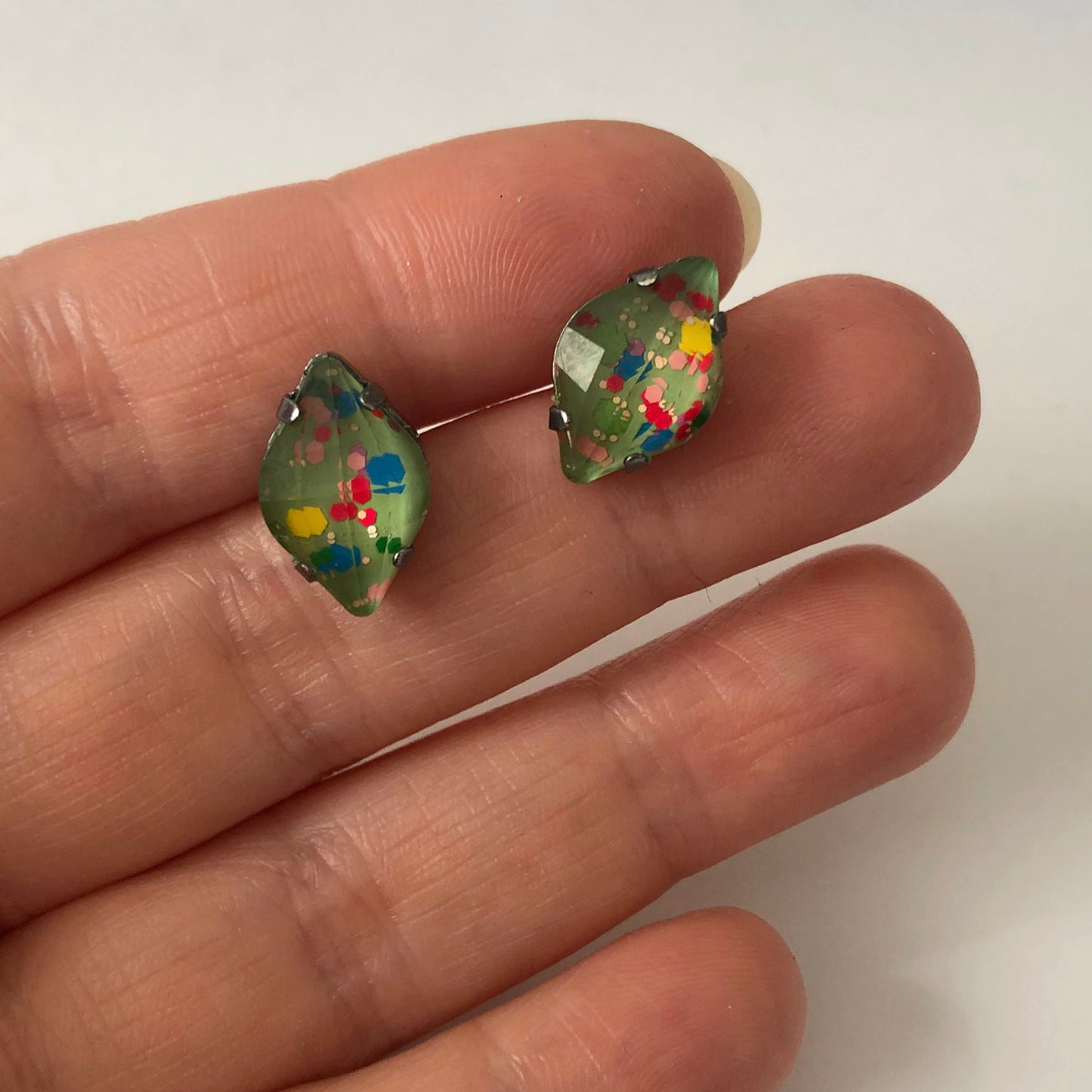 Mint green Polka dot stud earings - Heiter Jewellery