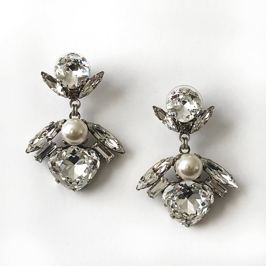 Crystal and Pearl Paloma Earrings - Heiter Jewellery