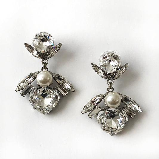 Crystal and Pearl Paloma Earrings - Heiter Jewellery