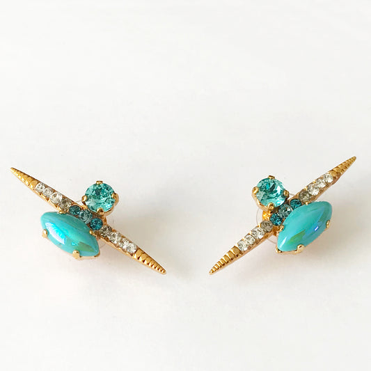 Turquoise Gold Stud Earrings - Heiter Jewellery