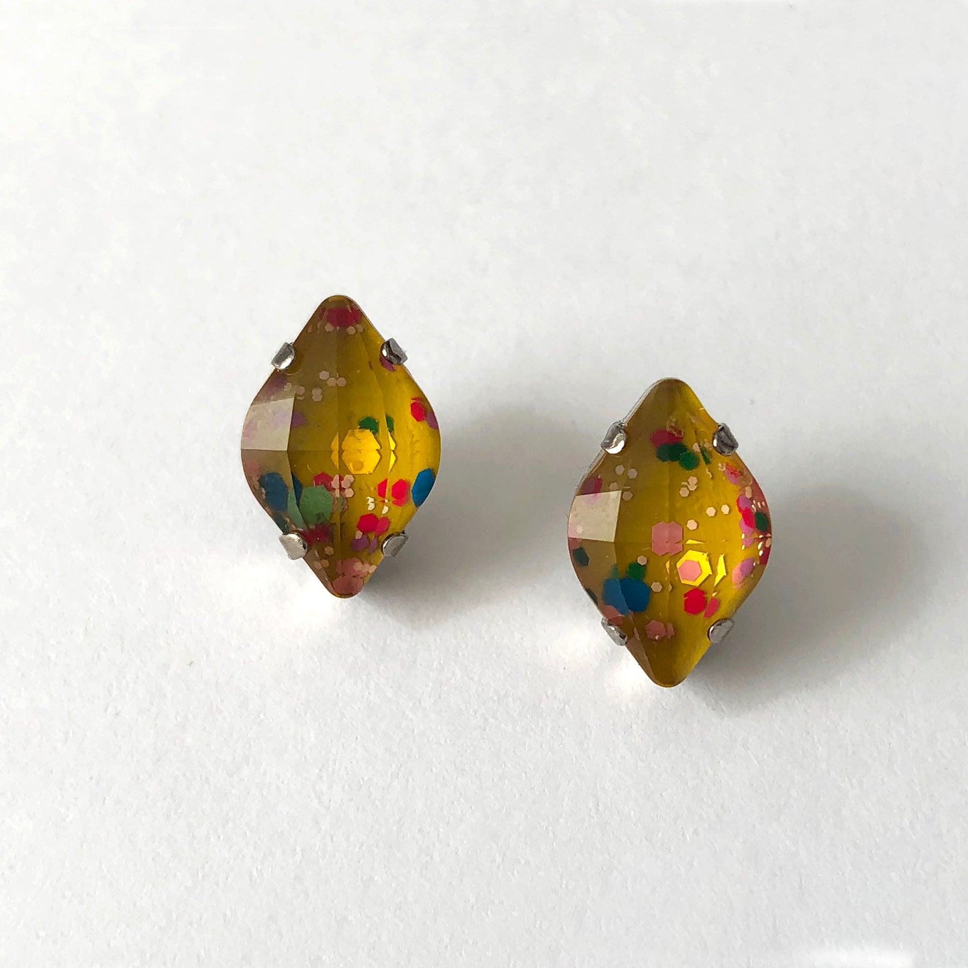 Yellow Polka Dot stud earrings - Heiter Jewellery