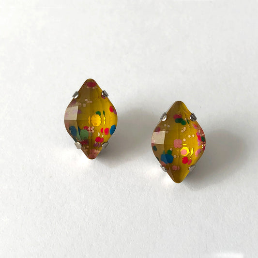 Yellow Polka Dot stud earrings - Heiter Jewellery