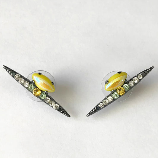 Juno Yellow Stone Gunpowder Metal Studs - Heiter Jewellery