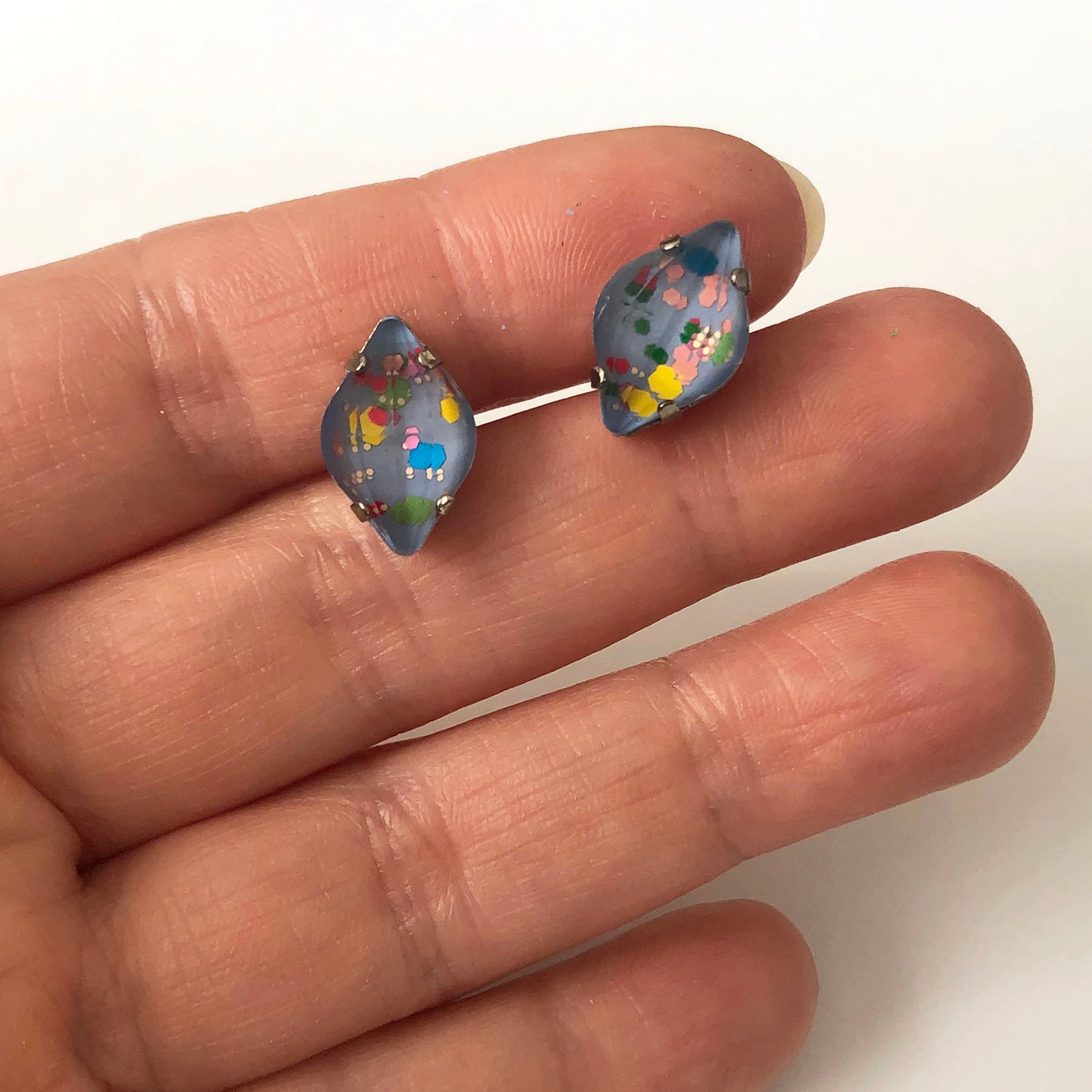 Pastel blue Polka dot stud earrings - Heiter Jewellery