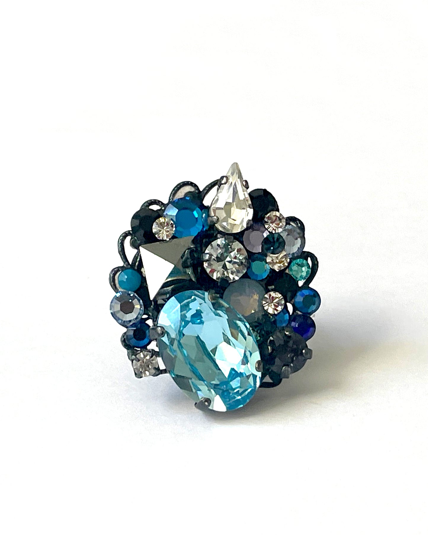 Eclipse Aquamarine and Jet ring