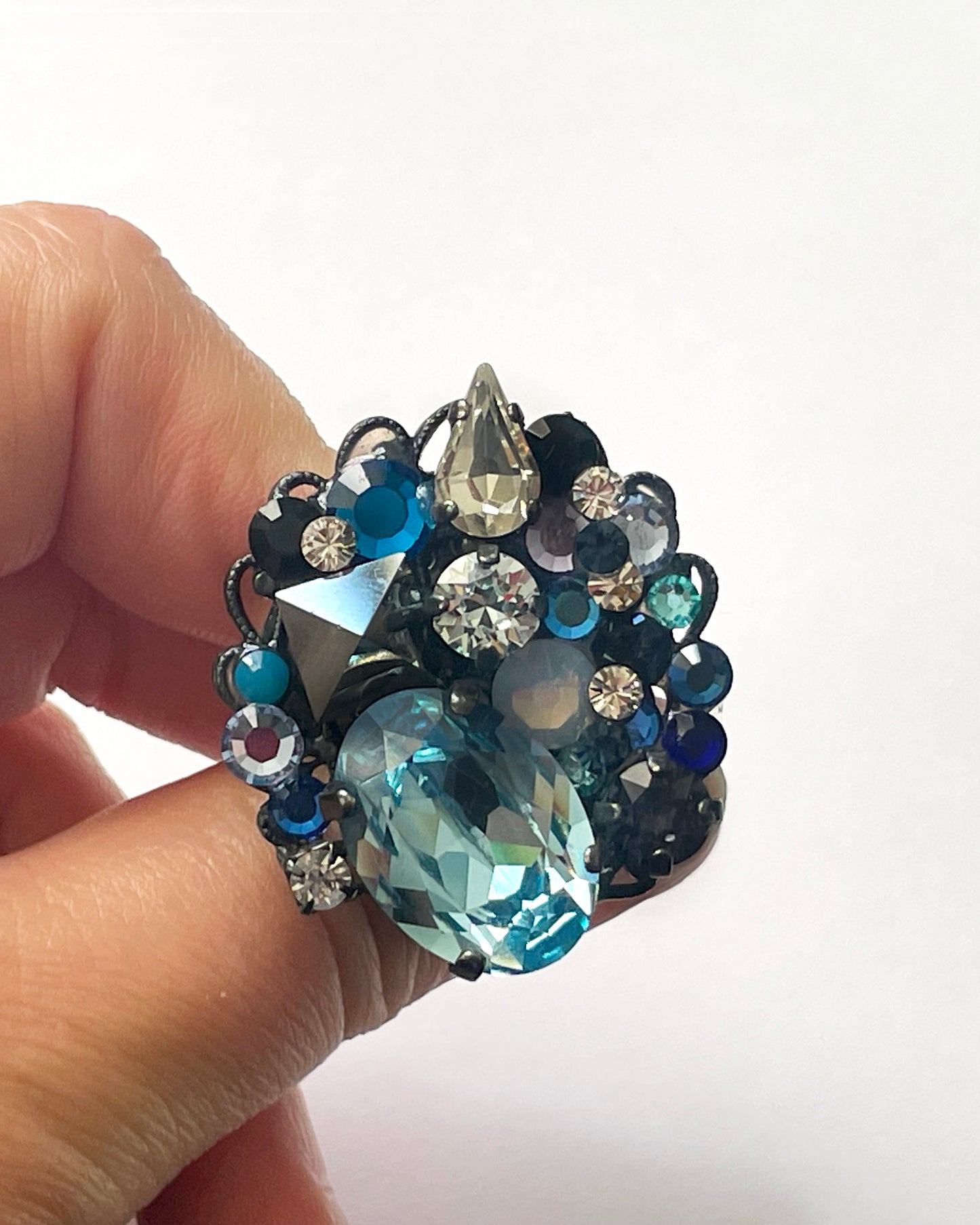 Eclipse Aquamarine and Jet ring