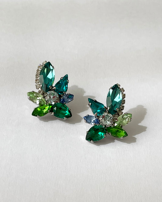 Green Orchid Crystal Earrings - Heiter Jewellery