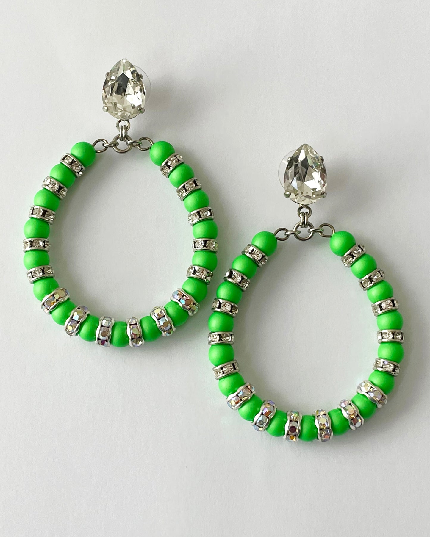 Swarovski Neon Green Hoop Earrings