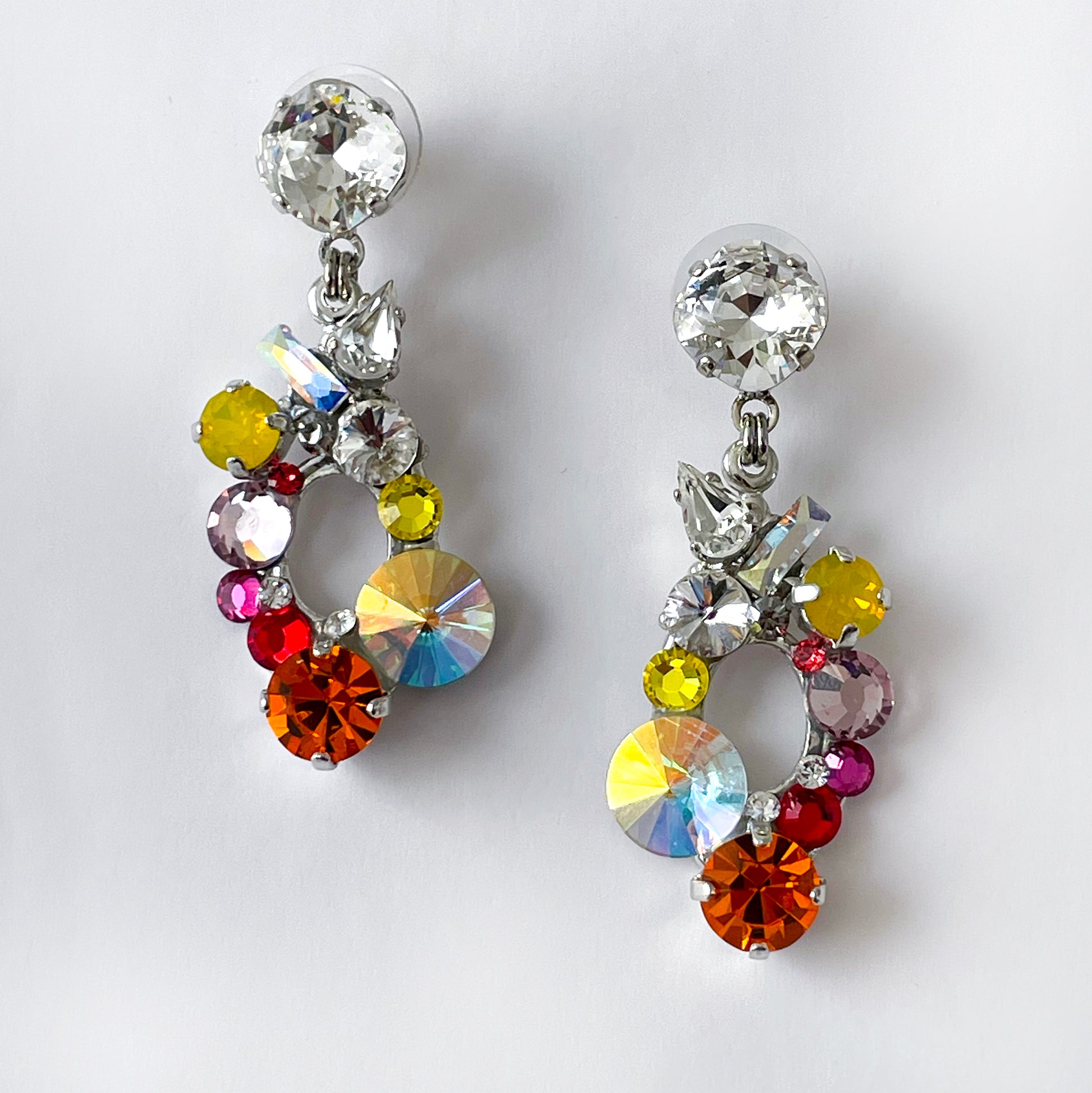 Rainbow Crystal Drop Earrings - Heiter Jewellery