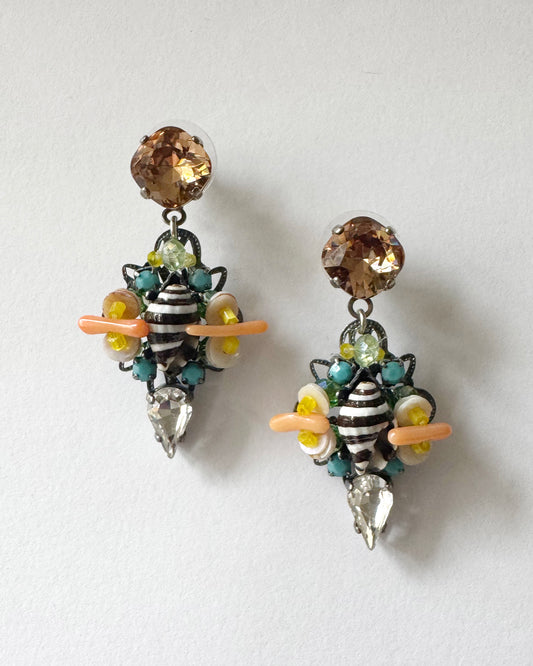 Shell and Swarovski Crystal Drop Earrings
