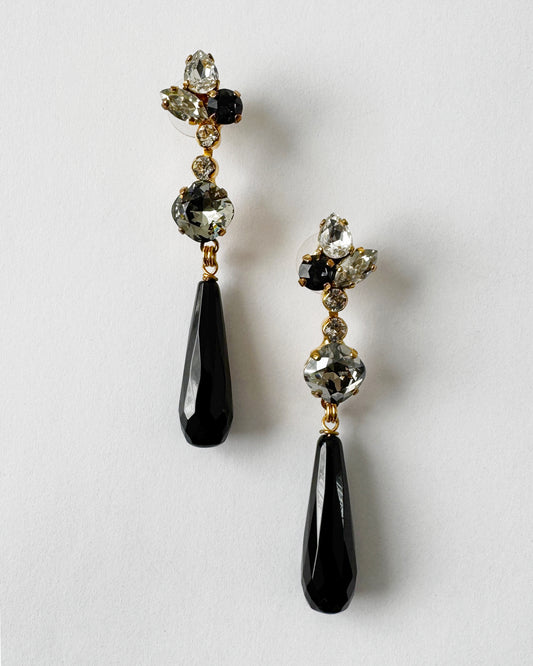 Black Onyx Long Drop Earrings
