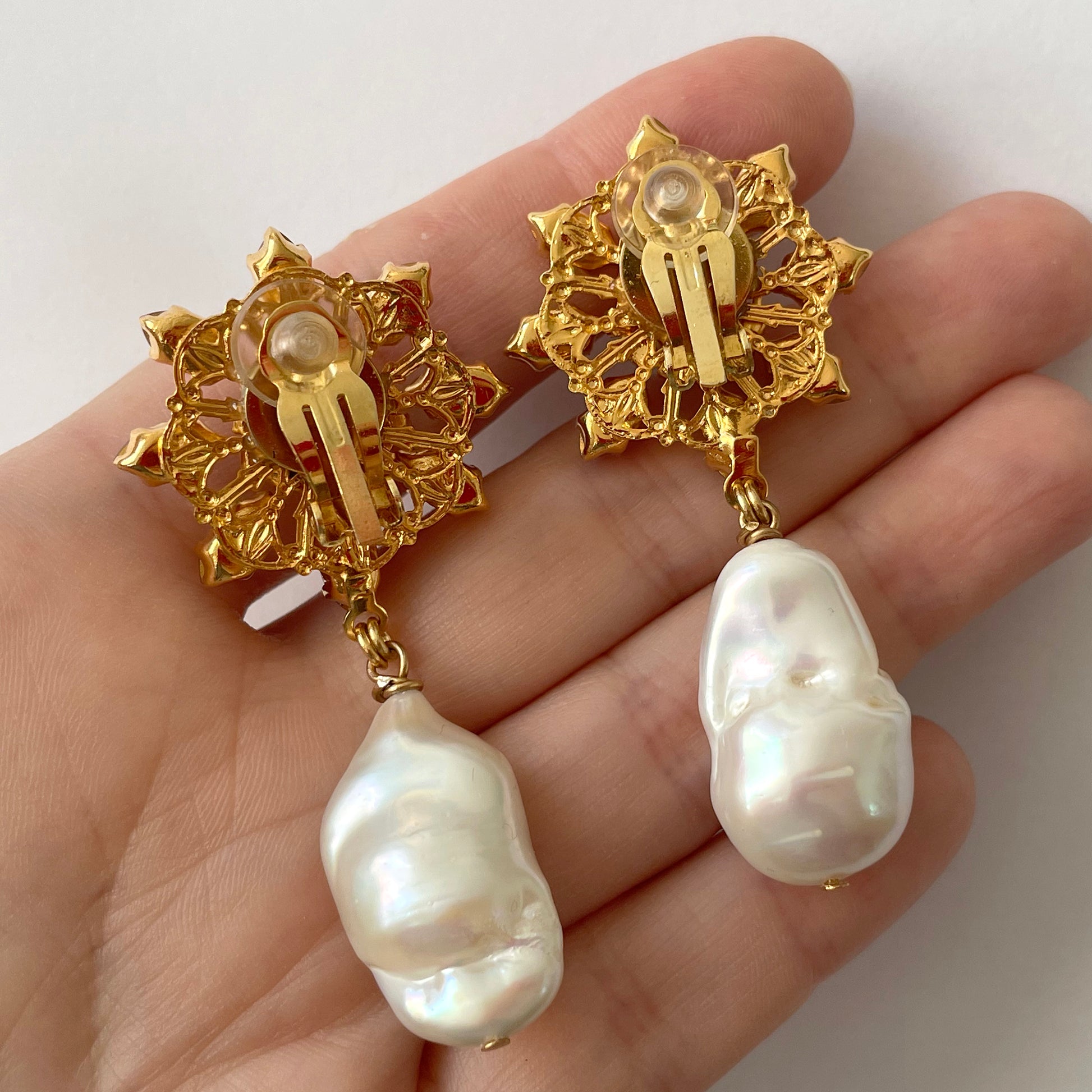 Pink Crystal and Baroque Pearl Earrings - Heiter Jewellery