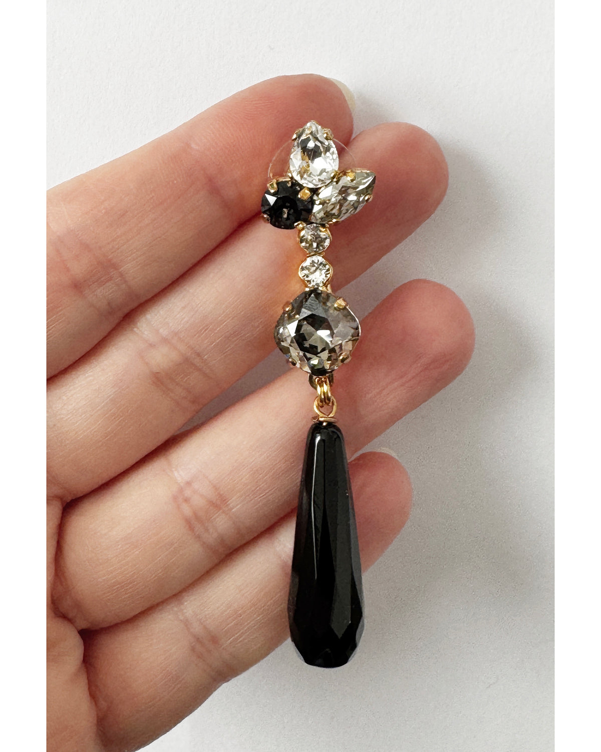 Black Onyx Long Drop Earrings