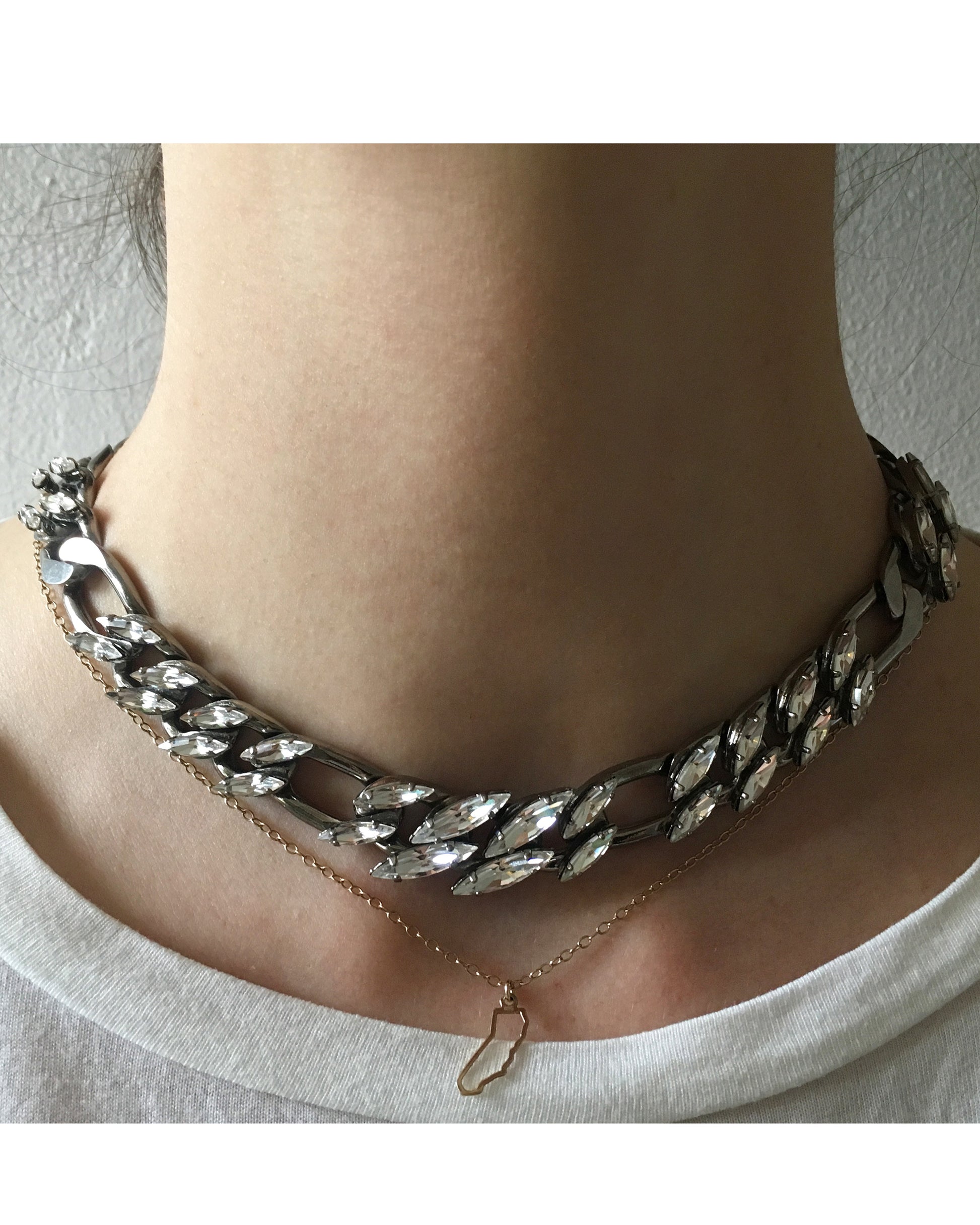 Gia Crystal Chain Necklace - Heiter Jewellery