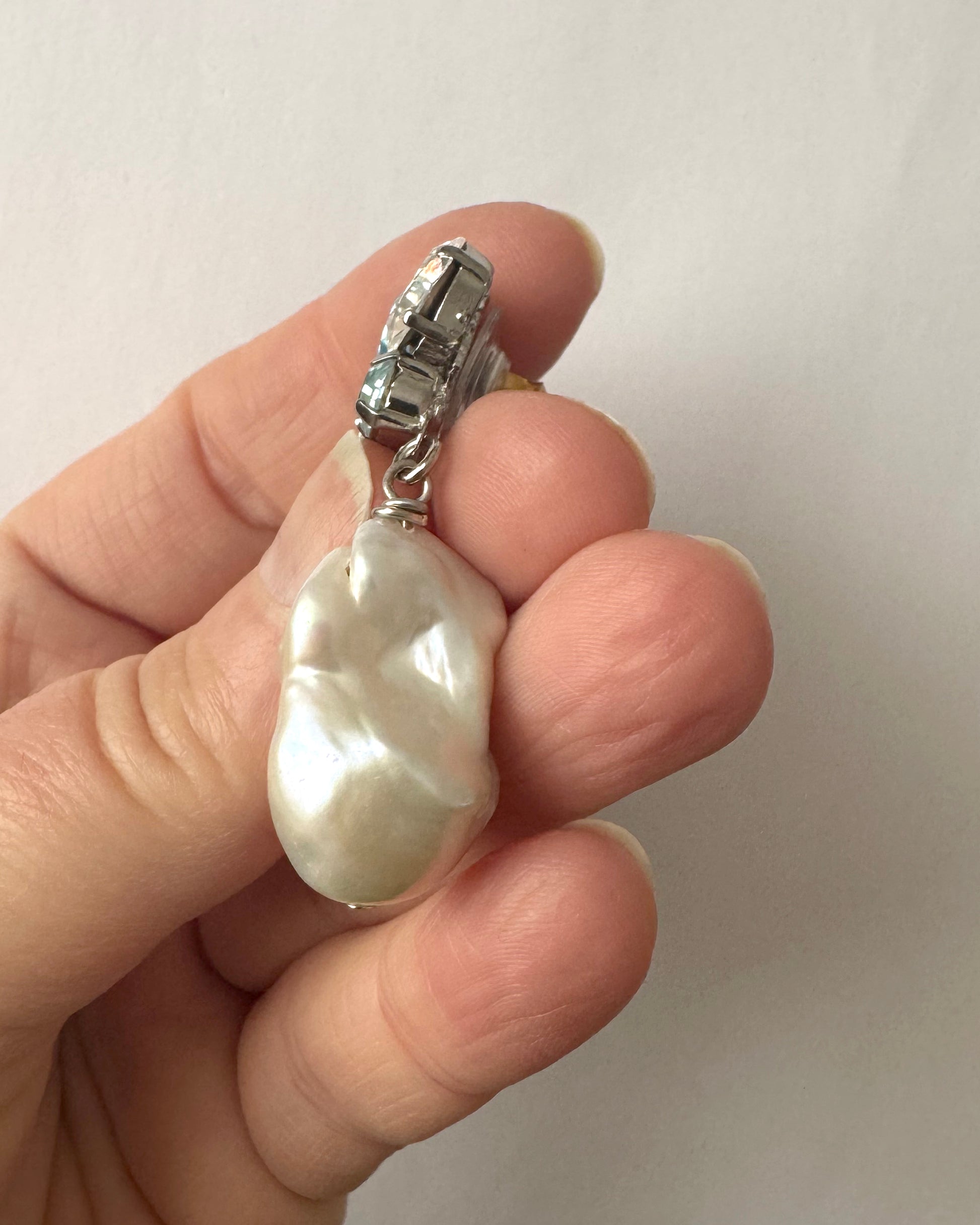 Aquamarine Crystal & Baroque Pearl drop earrings - Heiter Jewellery