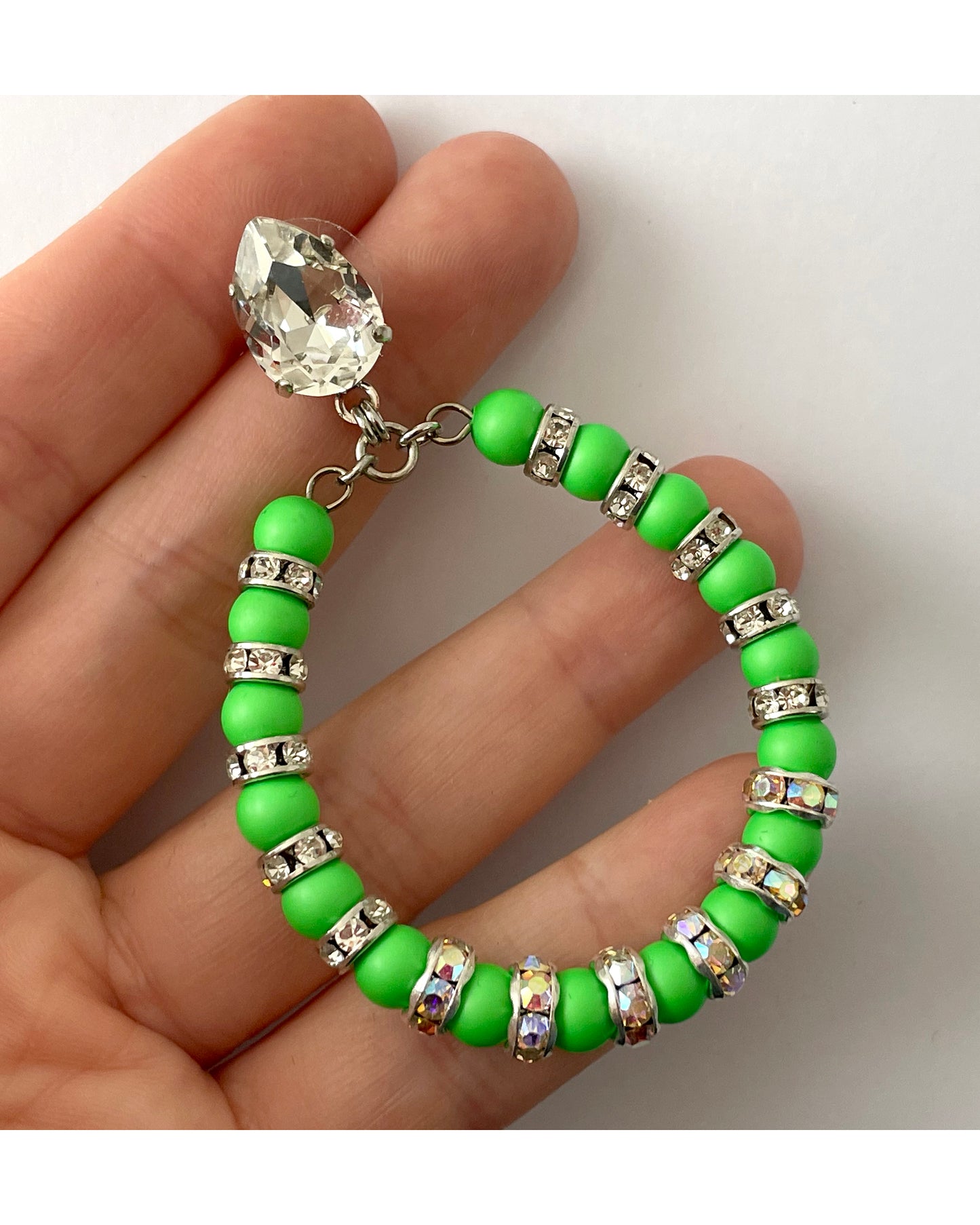 Swarovski Neon Green Hoop Earrings