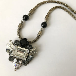 Jet Crystal Pendant Necklace - Heiter Jewellery