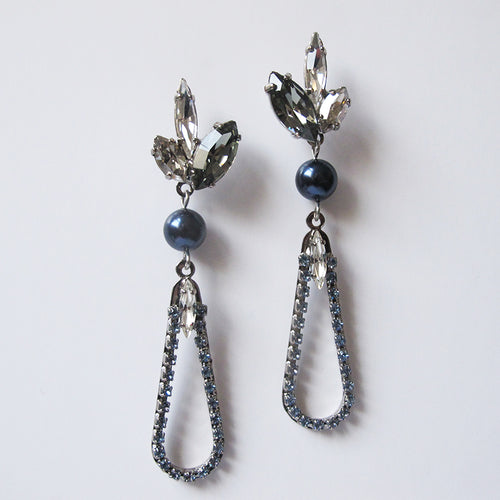 Blue Pearl Moon Earrings - Heiter Jewellery