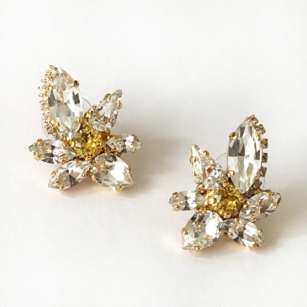 Crystal and Topaz Orchid Earrings - Heiter Jewellery