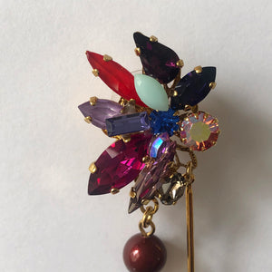 Red & Purple Gold Drop Crystal Earrings - Heiter Jewellery