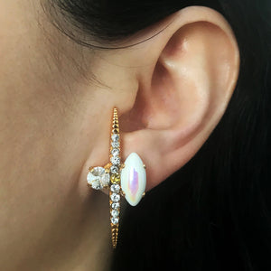 White AB Gold Stud Earrings - Heiter Jewellery