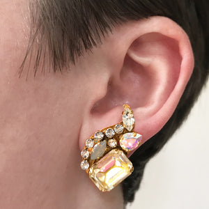 Gold Yellow Crystal Earrings - Heiter Jewellery