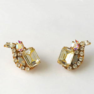 Gold Yellow Crystal Earrings - Heiter Jewellery