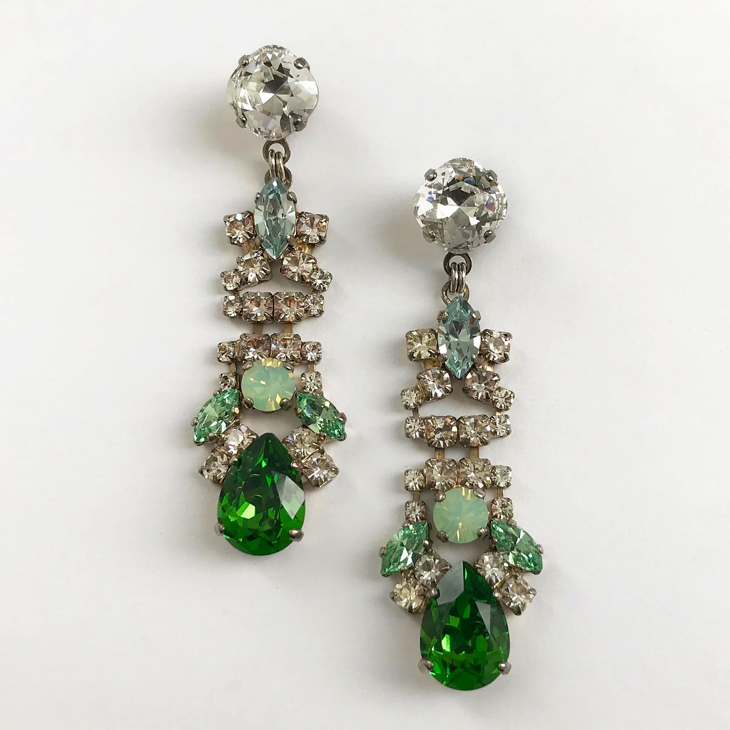 Green Drop Crystal Earrings - Heiter Jewellery