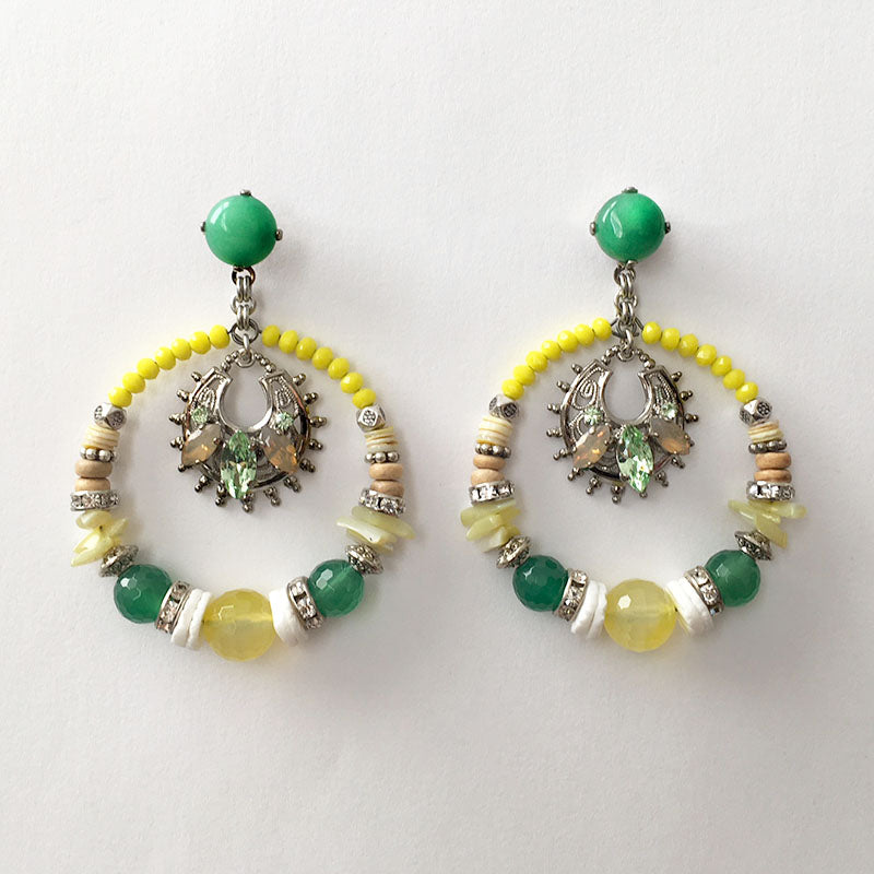 Flores Yellow Hoop Earrings - Heiter Jewellery