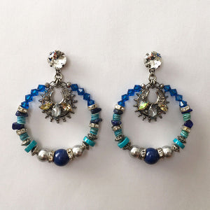 Flores Blue Hoop Earrings - Heiter Jewellery