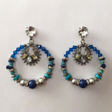 Load image into Gallery viewer, Flores Blue Hoop Earrings - Heiter Jewellery
