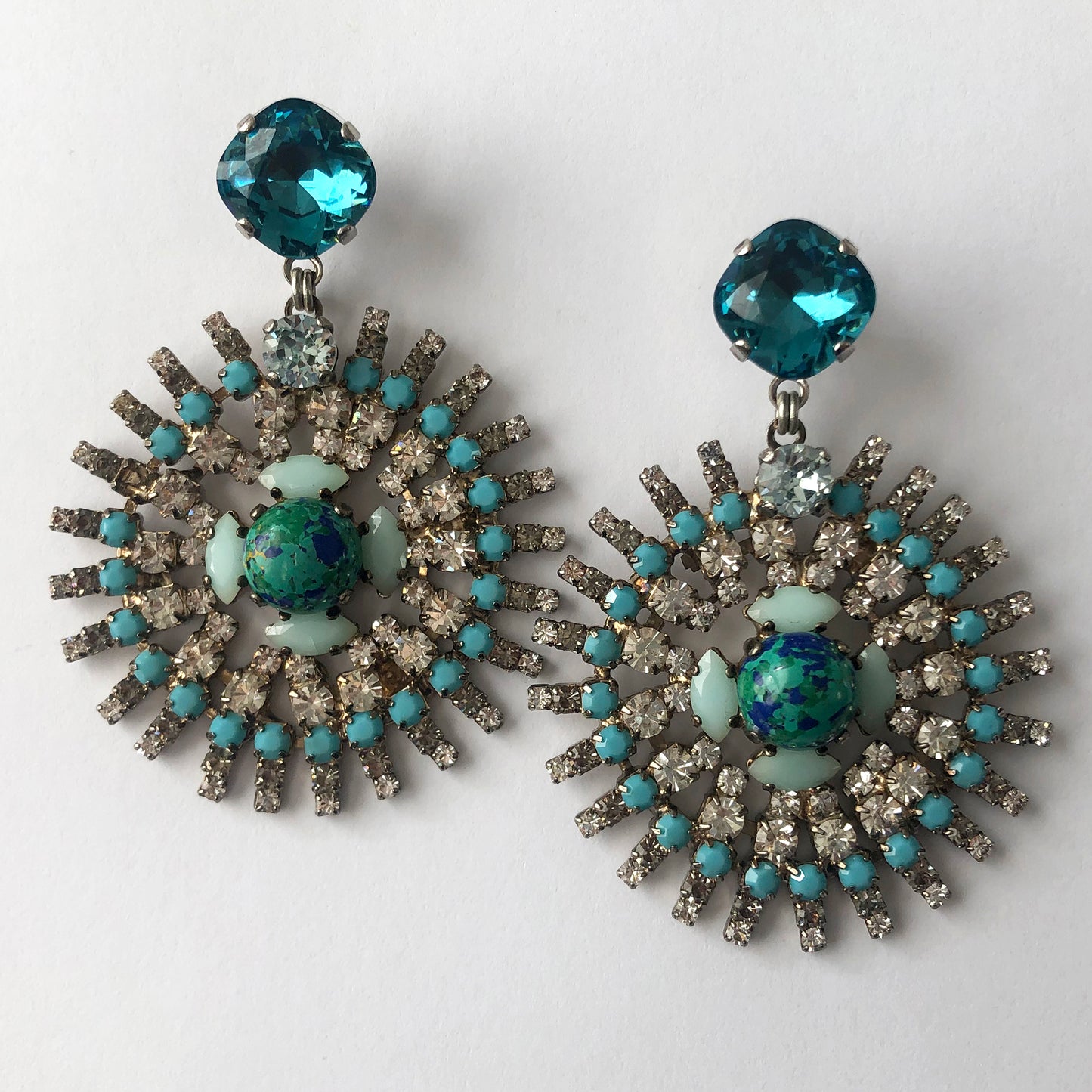 Turquoise Crystal hoop earrings - Heiter Jewellery