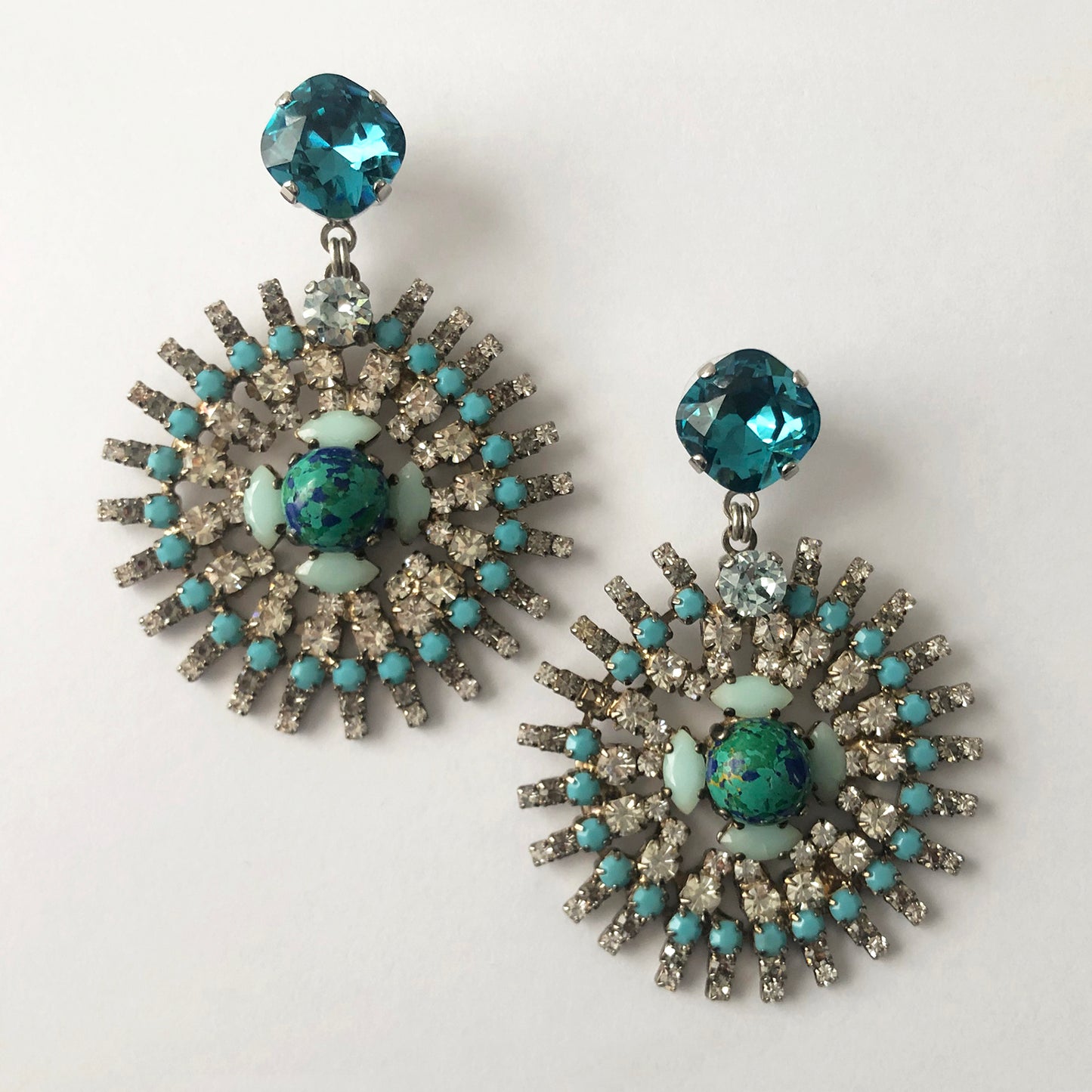 Turquoise Crystal hoop earrings - Heiter Jewellery