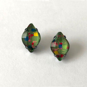 Mint green Polka dot stud earings - Heiter Jewellery