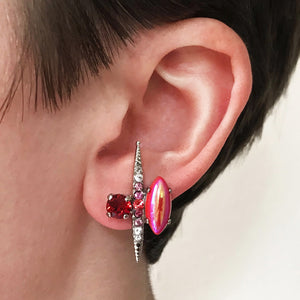 Red Silver Stud Earrings - Heiter Jewellery