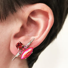 Charger l&#39;image dans la galerie, Red Silver Stud Earrings - Heiter Jewellery
