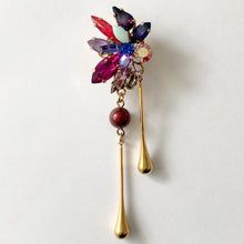 将图片加载到图库查看器，Red &amp; Purple Gold Drop Crystal Earrings - Heiter Jewellery
